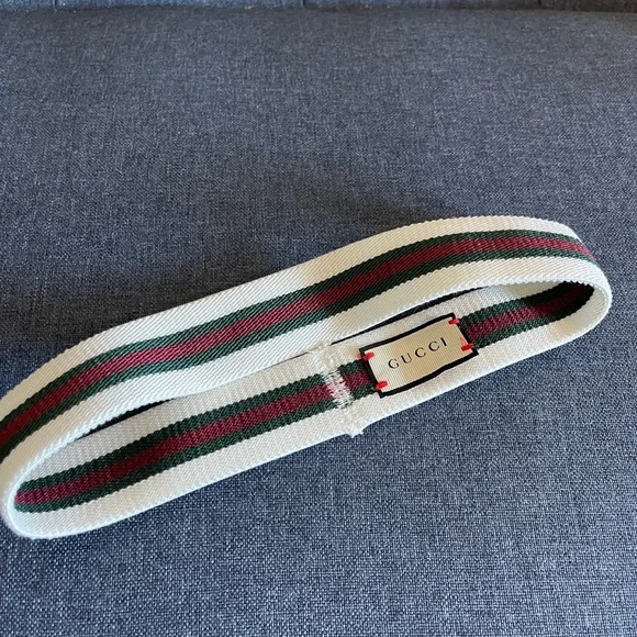 Gucci | Accessories | Gucci Web Elastic Headband White Red  display picture 2